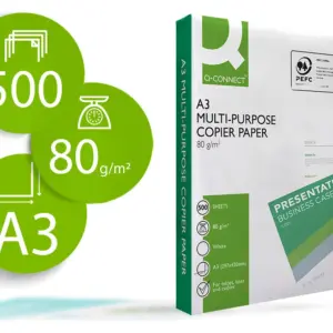 Papel fotocopiadora q-connect economy din a3 80 gramos paquete de 500 hojas.